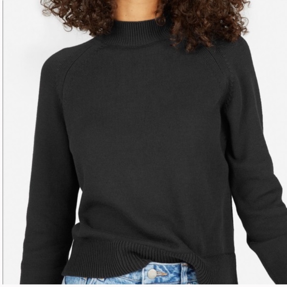 EVERLANE Wool Blend Crop Mockneck Sweater in Black EUC/sz S - Picture 7 of 13